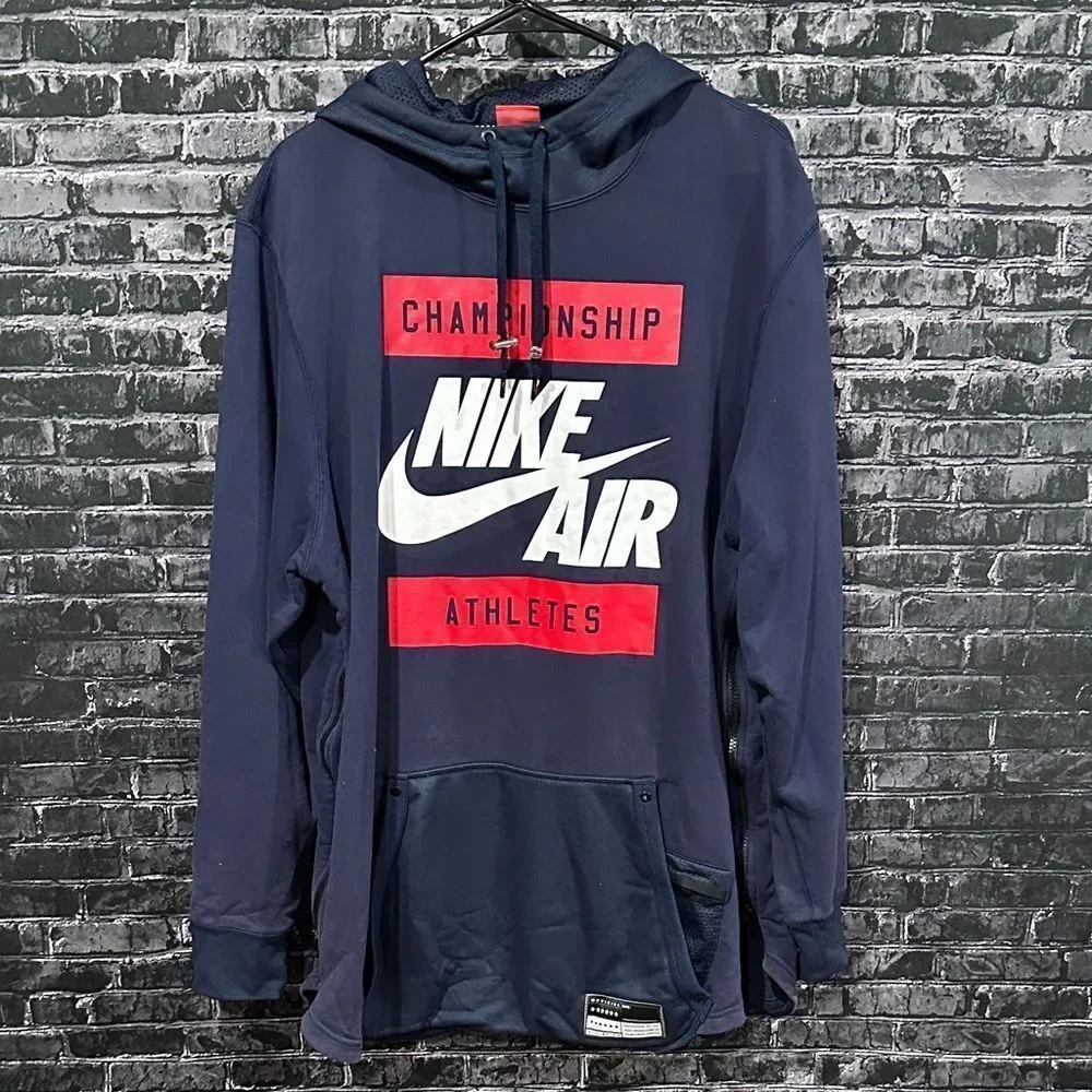 Nike Navy Hoodie with Red and White Logo